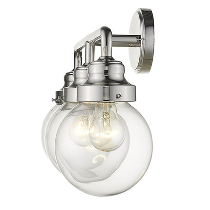 Portsmith 3-Light Polished Nickel Vanity Light with Clear Glass Globes Home Decor > Lighting > Wall Lighting > Wall Sconces TriadCommerceInc