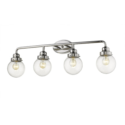 Portsmith 4-Light Polished Nickel Vanity Light with Clear Glass Globes Home Decor > Lighting > Wall Lighting > Wall Sconces TriadCommerceInc