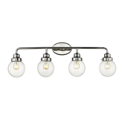 Portsmith 4-Light Polished Nickel Vanity Light with Clear Glass Globes Home Decor > Lighting > Wall Lighting > Wall Sconces TriadCommerceInc
