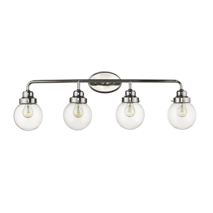 Portsmith 4-Light Polished Nickel Vanity Light with Clear Glass Globes Home Decor > Lighting > Wall Lighting > Wall Sconces TriadCommerceInc