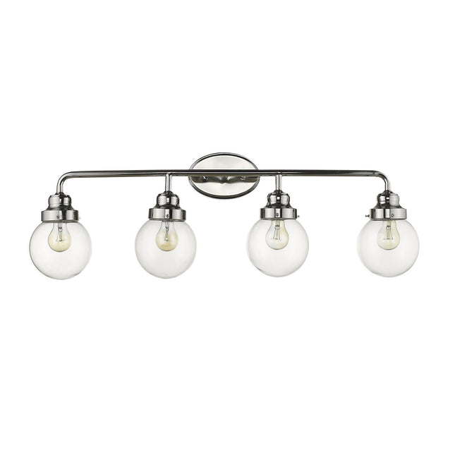 Portsmith 4-Light Polished Nickel Vanity Light with Clear Glass Globes Home Decor > Lighting > Wall Lighting > Wall Sconces TriadCommerceInc