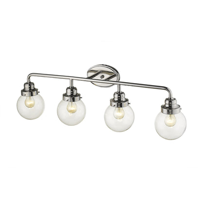 Portsmith 4-Light Polished Nickel Vanity Light with Clear Glass Globes Home Decor > Lighting > Wall Lighting > Wall Sconces TriadCommerceInc