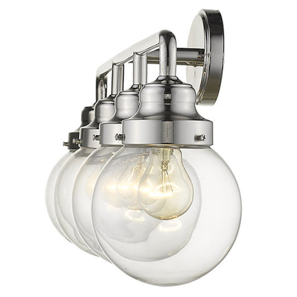 Portsmith 4-Light Polished Nickel Vanity Light with Clear Glass Globes Home Decor > Lighting > Wall Lighting > Wall Sconces TriadCommerceInc