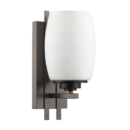 Geometric Bronze Wall Sconce with Frosted Glass Shade Home Decor > Lighting > Wall Lighting > Wall Sconces TriadCommerceInc