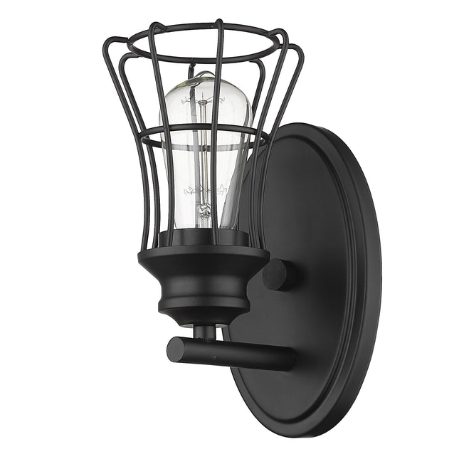 Matte Black Cage Wall Sconce One Light Vintage Style Home Decor > Lighting > Wall Lighting > Wall Sconces TriadCommerceInc