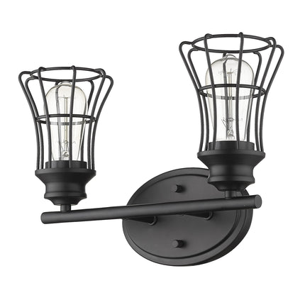 Matte Black Two Light Cage Wall Sconce Vintage Style Home Decor > Lighting > Wall Lighting > Wall Sconces TriadCommerceInc