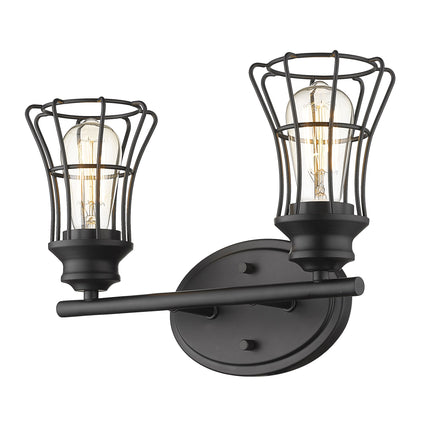 Matte Black Two Light Cage Wall Sconce Vintage Style Home Decor > Lighting > Wall Lighting > Wall Sconces TriadCommerceInc