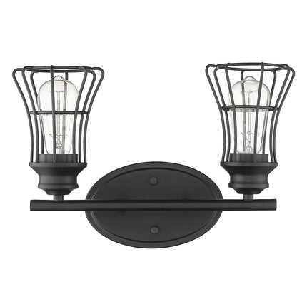 Matte Black Two Light Cage Wall Sconce Vintage Style Home Decor > Lighting > Wall Lighting > Wall Sconces TriadCommerceInc