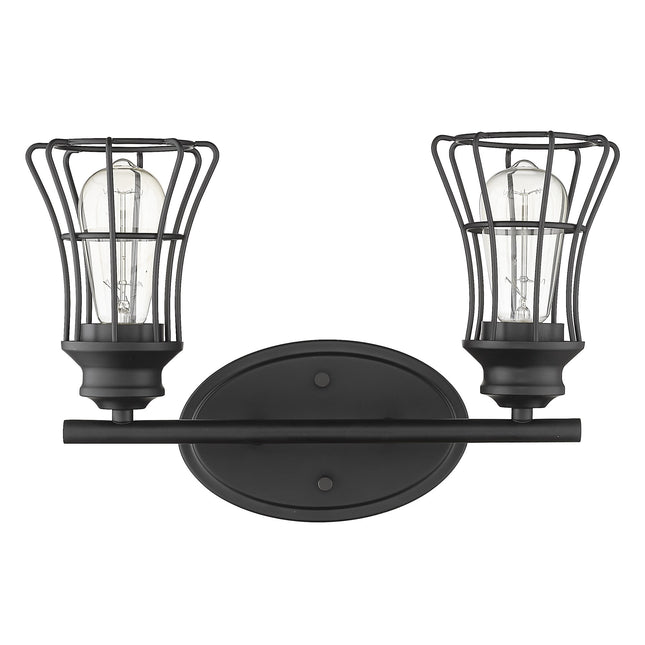 Matte Black Two Light Cage Wall Sconce Vintage Style Home Decor > Lighting > Wall Lighting > Wall Sconces TriadCommerceInc