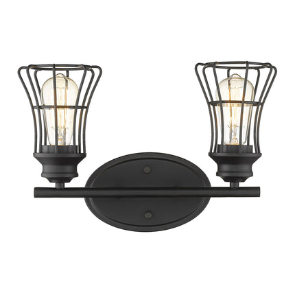 Matte Black Two Light Cage Wall Sconce Vintage Style Home Decor > Lighting > Wall Lighting > Wall Sconces TriadCommerceInc
