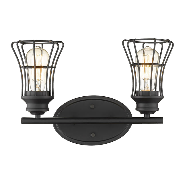 Matte Black Two Light Cage Wall Sconce Vintage Style Home Decor > Lighting > Wall Lighting > Wall Sconces TriadCommerceInc