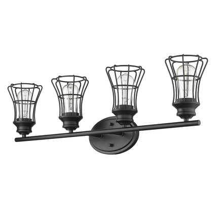 Piers 4-Light Matte Black Industrial Vanity Light Fixture Home Decor > Lighting > Wall Lighting > Wall Sconces TriadCommerceInc