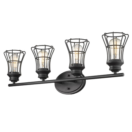 Piers 4-Light Matte Black Industrial Vanity Light Fixture Home Decor > Lighting > Wall Lighting > Wall Sconces TriadCommerceInc