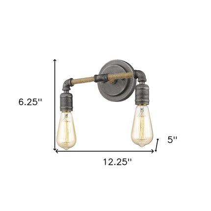 Two Light Industrial Textured Gray Wall Light Wall Lighting TriadCommerceInc Default Title  