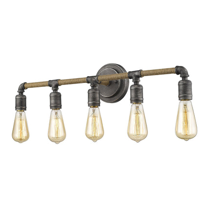 Grayson 5-Light Antique Gray Industrial Vanity Light Fixture Home Decor > Lighting > Wall Lighting > Wall Sconces TriadCommerceInc