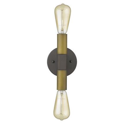 Two Light Brass and Wood Wall Sconce Home Decor > Lighting > Wall Lighting > Wall Sconces TriadCommerceInc