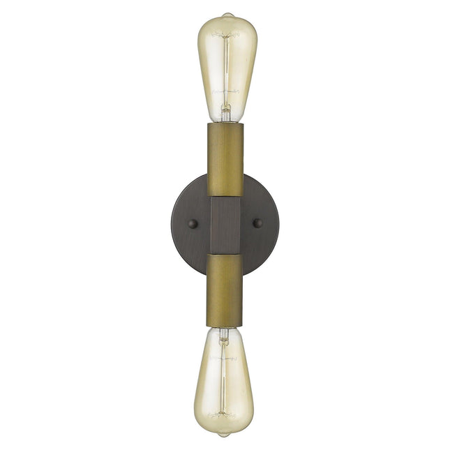 Two Light Brass and Wood Wall Sconce Home Decor > Lighting > Wall Lighting > Wall Sconces TriadCommerceInc
