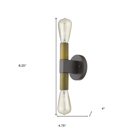 Two Light Brass and Wood Wall Sconce Home Decor > Lighting > Wall Lighting > Wall Sconces TriadCommerceInc Default Title