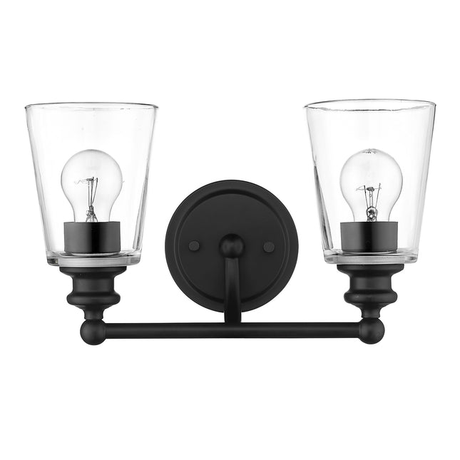 Matte Black Two Light Glass Shade Wall Sconce Home Decor > Lighting > Wall Lighting > Wall Sconces TriadCommerceInc