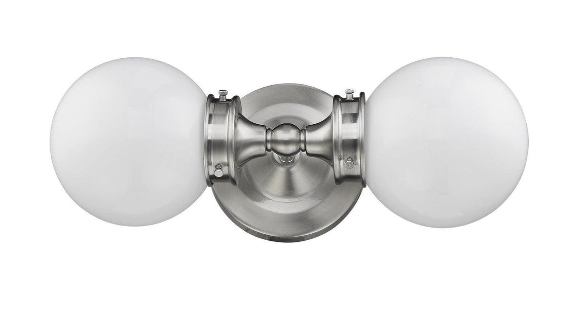 Two Light Silver Wall Sconce with Round Frosted Glass Shade Home Decor > Lighting > Wall Lighting > Wall Sconces TriadCommerceInc