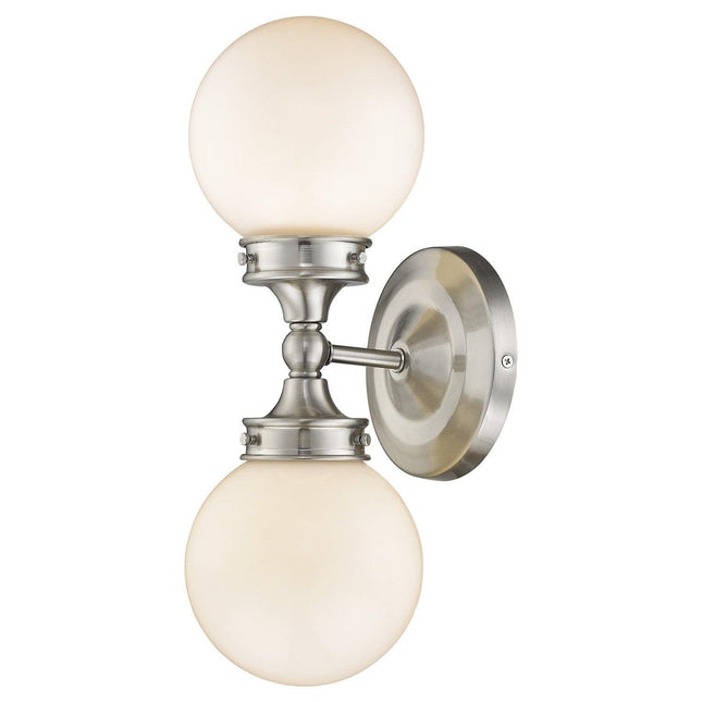 Two Light Silver Wall Sconce with Round Frosted Glass Shade Home Decor > Lighting > Wall Lighting > Wall Sconces TriadCommerceInc
