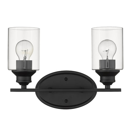 Matte Black Two-Light Wall Sconce with Clear Glass Shades Home Decor > Lighting > Wall Lighting > Wall Sconces TriadCommerceInc