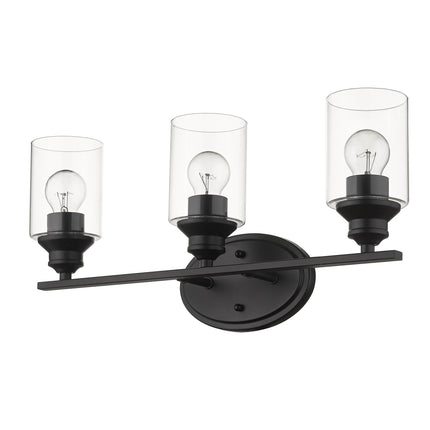 Three Light Matte Black Wall Sconce with Clear Glass Shades Home Decor > Lighting > Wall Lighting > Wall Sconces TriadCommerceInc