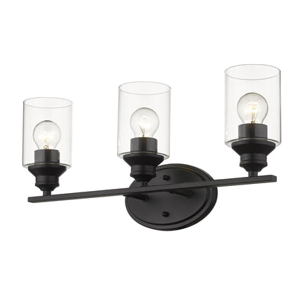 Three Light Matte Black Wall Sconce with Clear Glass Shades Home Decor > Lighting > Wall Lighting > Wall Sconces TriadCommerceInc