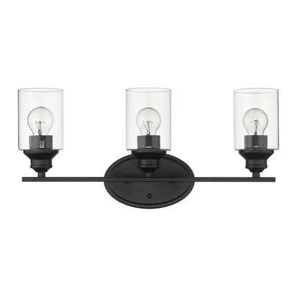 Three Light Matte Black Wall Sconce with Clear Glass Shades Home Decor > Lighting > Wall Lighting > Wall Sconces TriadCommerceInc