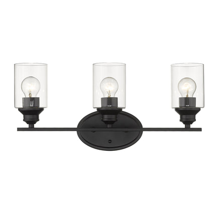 Three Light Matte Black Wall Sconce with Clear Glass Shades Home Decor > Lighting > Wall Lighting > Wall Sconces TriadCommerceInc