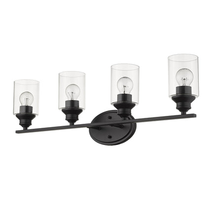 Matte Black Four Light Wall Sconce with Clear Glass Shades Home Decor > Lighting > Wall Lighting > Wall Sconces TriadCommerceInc Default Title