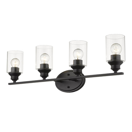Matte Black Four Light Wall Sconce with Clear Glass Shades Home Decor > Lighting > Wall Lighting > Wall Sconces TriadCommerceInc