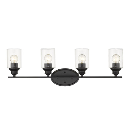 Matte Black Four Light Wall Sconce with Clear Glass Shades Home Decor > Lighting > Wall Lighting > Wall Sconces TriadCommerceInc