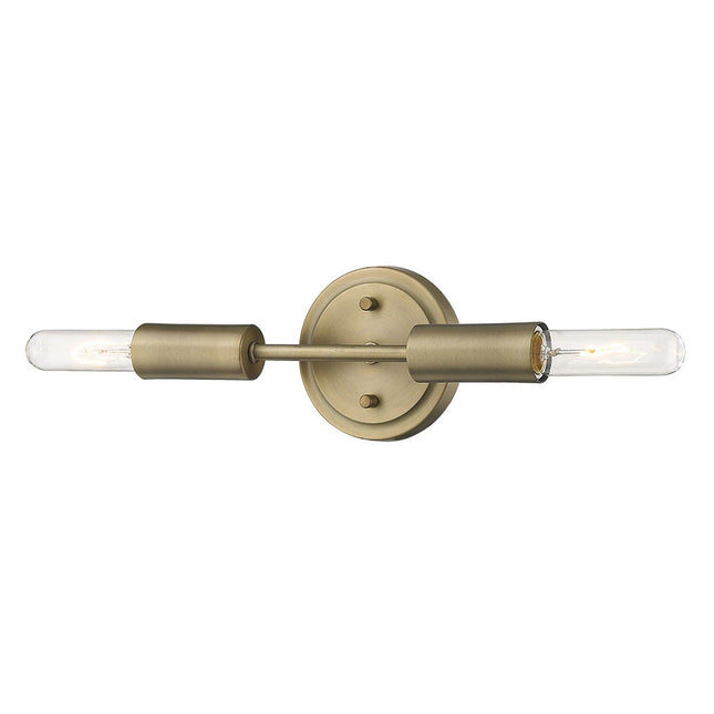 Two Light Dull Gold Narrow Bulb Wall Light Home Decor > Lighting > Wall Lighting > Wall Sconces TriadCommerceInc