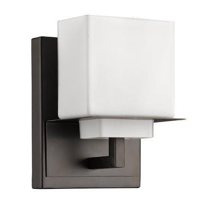 One Light Bronze White Glass Wall Sconce Light Fixture Home Decor > Lighting > Wall Lighting > Wall Sconces TriadCommerceInc
