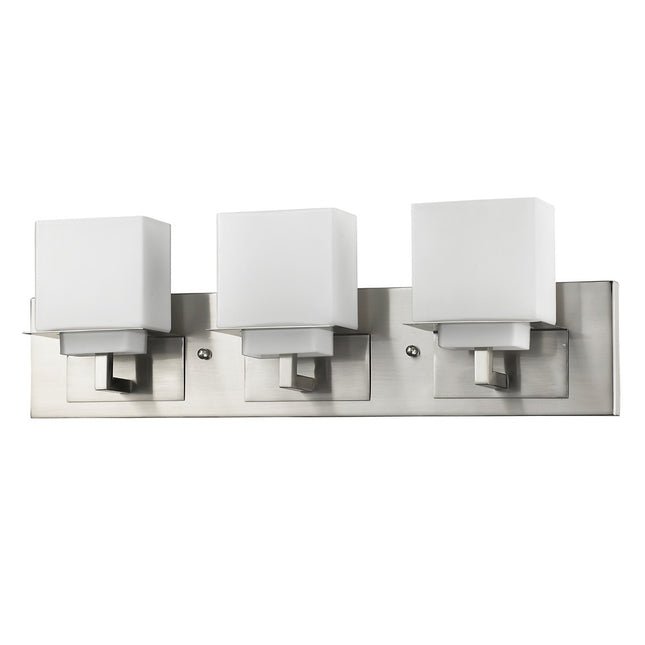 Rampart 3-Light Satin Nickel Vanity Light With Etched Glass Shades Home Decor > Lighting > Wall Lighting > Wall Sconces TriadCommerceInc