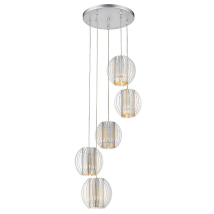 Five Light Acrylic Steel Globe Pendant Light Fixture Home Decor > Lighting > Ceiling Lights > Pendant Lights > Cluster Pendants TriadCommerceInc