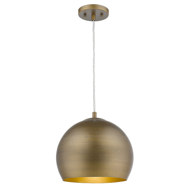 Latitude 1-Light Hand Painted Antique Gold Pendant Light with Warm Gold Interior Shade Home Decor > Lighting > Ceiling Lights > Pendant Lights TriadCommerceInc