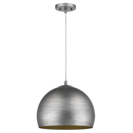 Latitude 1-Light Weathered Pewter Pendant Light With Gold Interior Shade Home Decor > Lighting > Ceiling Lights > Pendant Lights TriadCommerceInc Default Title