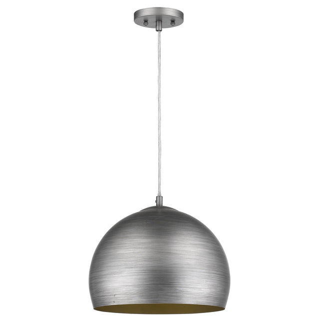 Latitude 1-Light Weathered Pewter Pendant Light With Gold Interior Shade Home Decor > Lighting > Ceiling Lights > Pendant Lights TriadCommerceInc Default Title