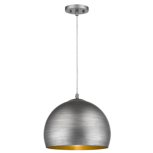 Latitude 1-Light Weathered Pewter Pendant Light With Gold Interior Shade Home Decor > Lighting > Ceiling Lights > Pendant Lights TriadCommerceInc