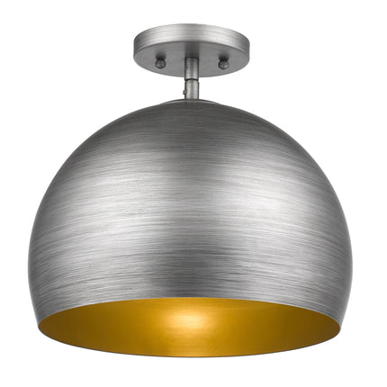 Latitude 1-Light Weathered Pewter Pendant Light With Gold Interior Shade Home Decor > Lighting > Ceiling Lights > Pendant Lights TriadCommerceInc
