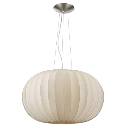 Shanghai 1-Light Brushed Nickel Pendant with Sheer Pearl Ribbon Shade Home Decor > Lighting > Ceiling Lights > Pendant Lights TriadCommerceInc Default Title