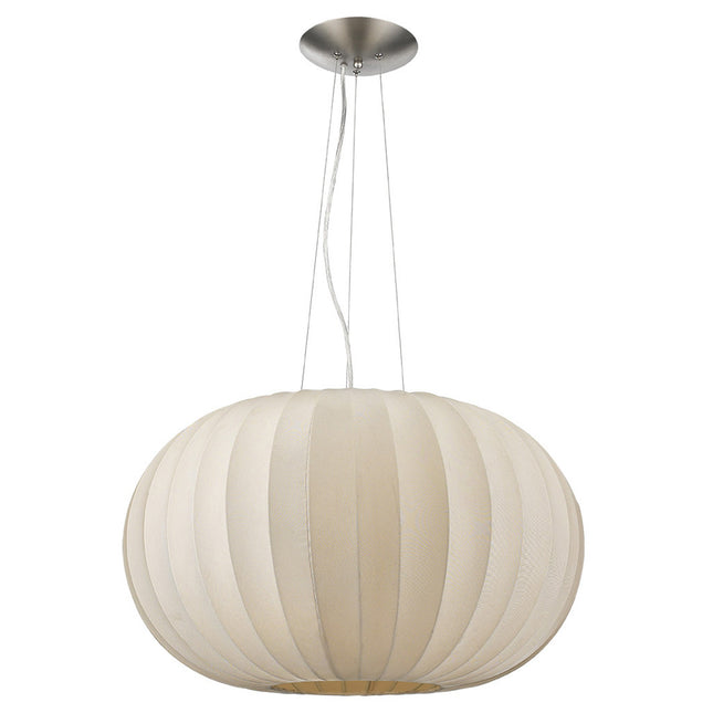 Shanghai 1-Light Brushed Nickel Pendant with Sheer Pearl Ribbon Shade Home Decor > Lighting > Ceiling Lights > Pendant Lights TriadCommerceInc Default Title