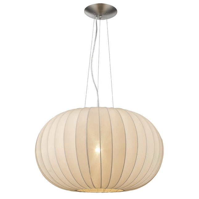 Shanghai 1-Light Brushed Nickel Pendant with Sheer Pearl Ribbon Shade Home Decor > Lighting > Ceiling Lights > Pendant Lights TriadCommerceInc