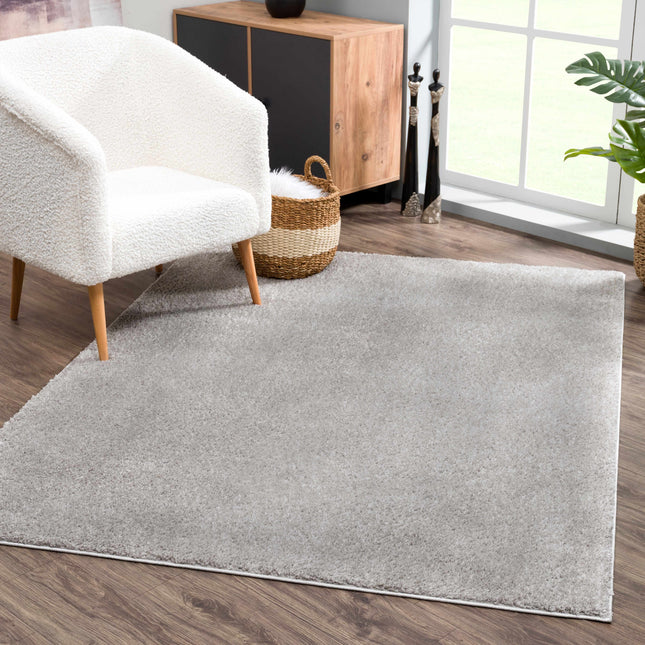 Judy Solid Gray Washable Shag Rug Rugs TriadCommerceInc