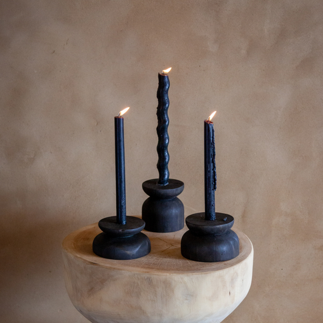 Organic Wood Taper Candlestick Holder All Products TriadCommerceInc