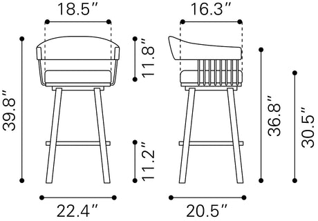 Bantry Swivel Barstool White Barstools TriadCommerceInc   