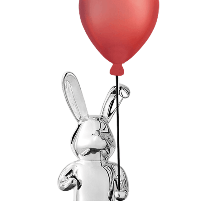 Chrome Bunny Red Balloon Sculpture TriadCommerceInc   