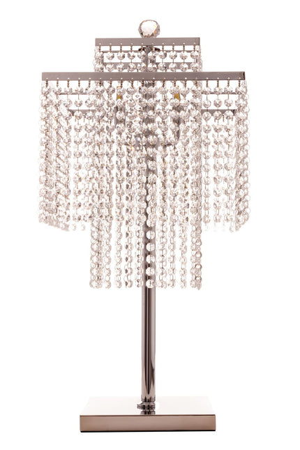 Square Crystal Double Crown Table Lamp Chrome Decor Home Decor > Lighting > Lamp > Table Lamps TriadCommerceInc